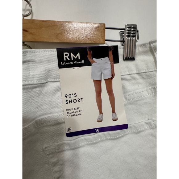 Rebecca Minkoff 90's Short White Denim High Rise Relaxed Fit Size 16 NWT - Picture 6 of 10